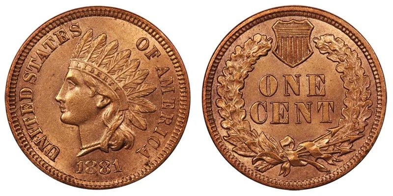 1881 Indian Head Penny primary obverse portrait showing Lady Liberty in Indian headdress with full date and LIBERTY headband