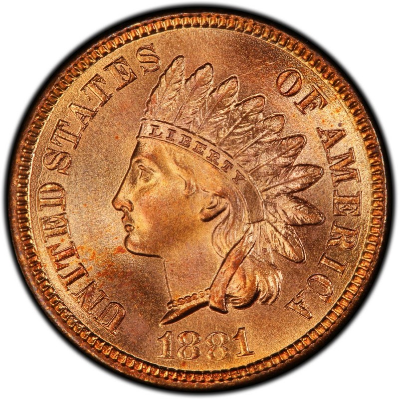 1881 Indian Head Penny Snow-1 RPD-001 showing secondary date impressions within both loops of the '8' digits toward the southeast