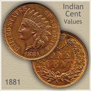 1881 Indian Head Penny mintage group showing Philadelphia Mint specimens in various grades